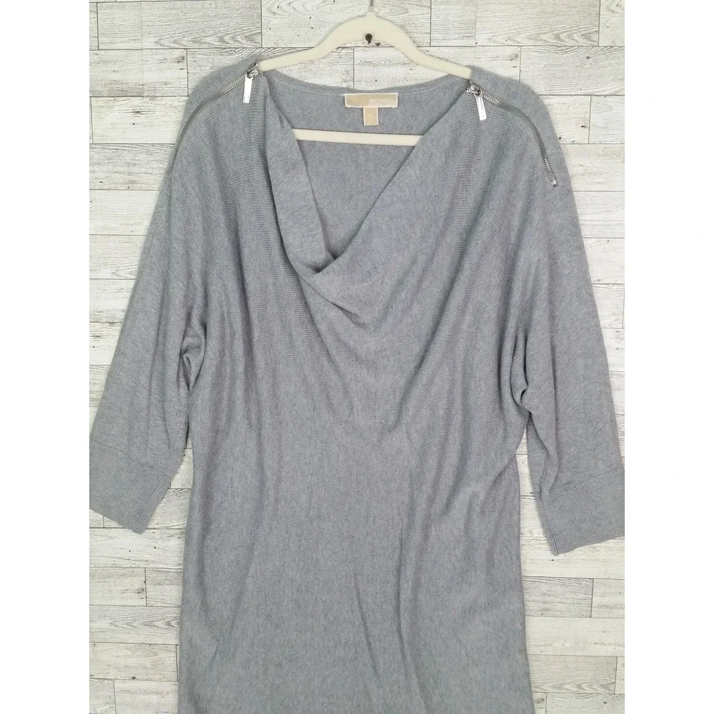 Women's Michael Kors Gentle Cowl Neck Dress Size XL Gray Knit Tunic Dress